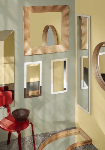 BROSTE COPENHAGEN Wavy vgspejl, kvadratisk - spejlglas og natur bg (70x70)