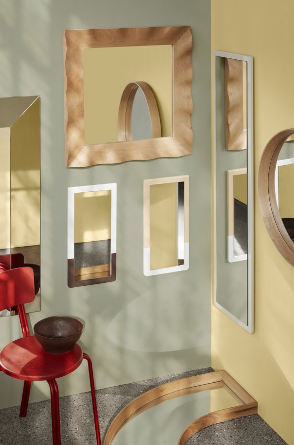 BROSTE COPENHAGEN Wavy vgspejl, kvadratisk - spejlglas og natur bg (70x70)