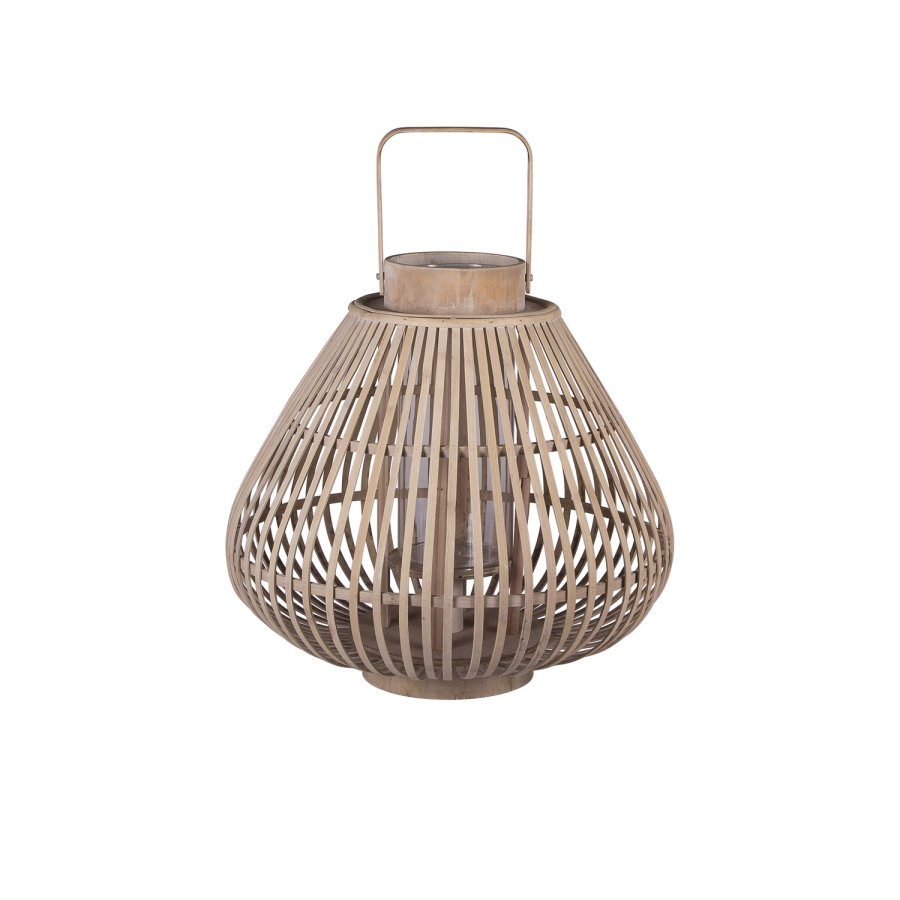 BROSTE COPENHAGEN Sahara M lanterne, rund - glas og natur bambus (39)
