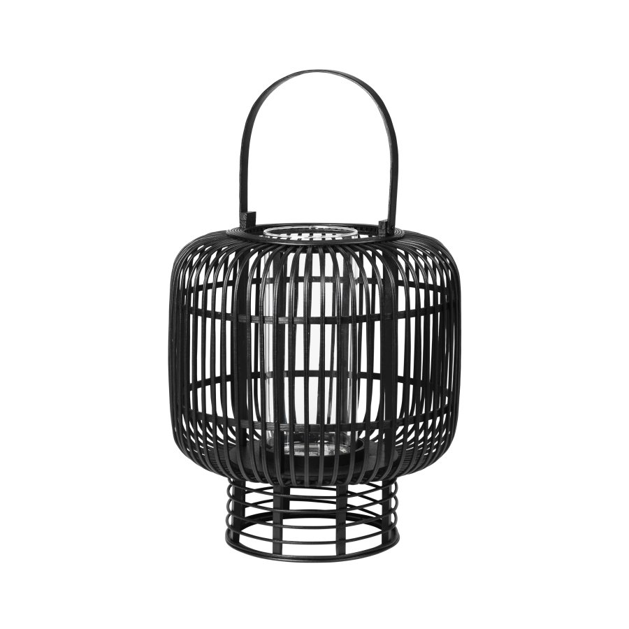 BROSTE COPENHAGEN rund Goran lanterne, m. hank - glas og sort bambus (37)