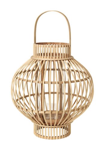 BROSTE COPENHAGEN Globus lanterne, rund - glas og natur bambus (36)
