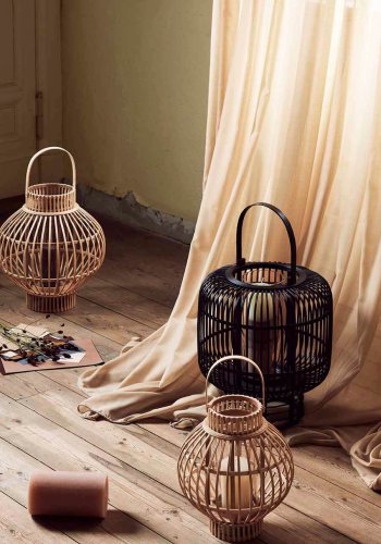 BROSTE COPENHAGEN Globus lanterne, rund - glas og natur bambus (36)