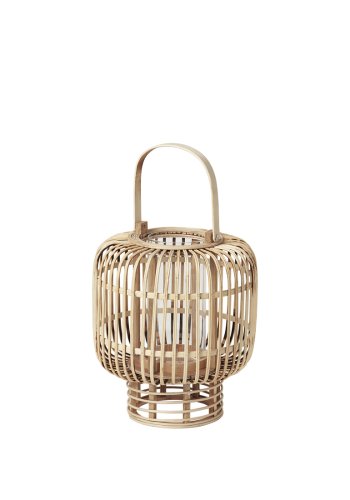 BROSTE COPENHAGEN Goran lanterne, rund - glas og natur bambus (27,5)
