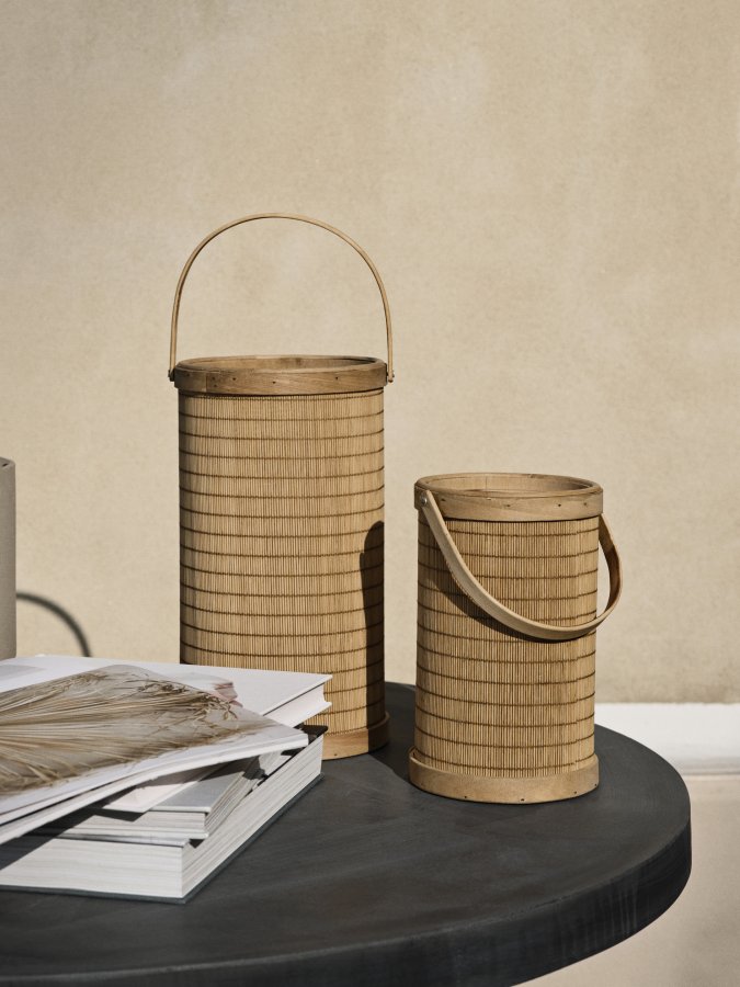 BROSTE COPENHAGEN Saya lanterne, rund - glas og natur bambus (17)