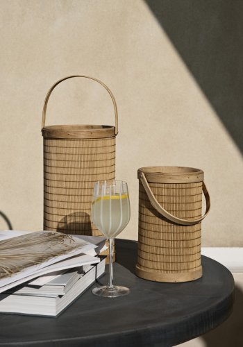 BROSTE COPENHAGEN Saya lanterne, rund - glas og natur bambus (14)