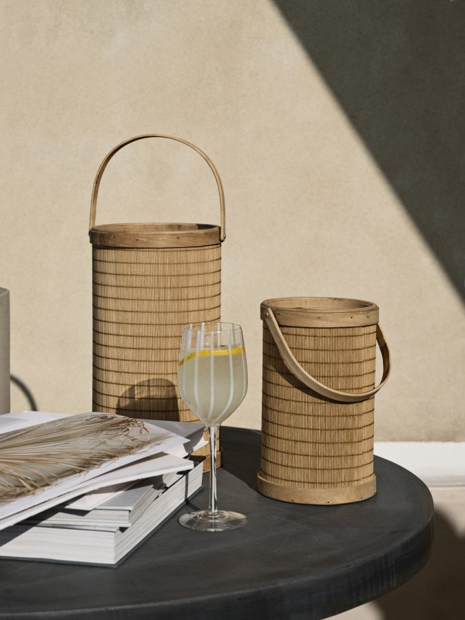 BROSTE COPENHAGEN Saya lanterne, rund - glas og natur bambus (14)