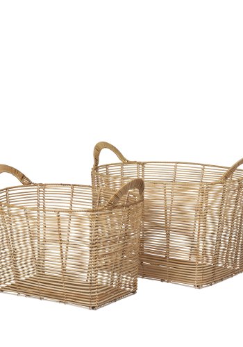 BROSTE COPENHAGEN rektangulr Safi kurv, m. hank - natur rattan (st af 2)