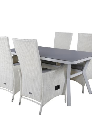 VENTURE DESIGN Virya havebord - gr glas og hvid aluminium (160x90)