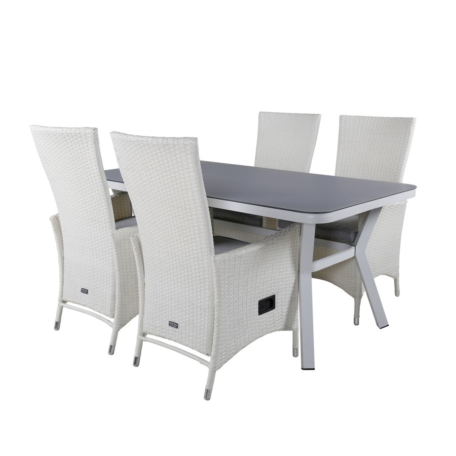 VENTURE DESIGN Virya havebord - gr glas og hvid aluminium (160x90)