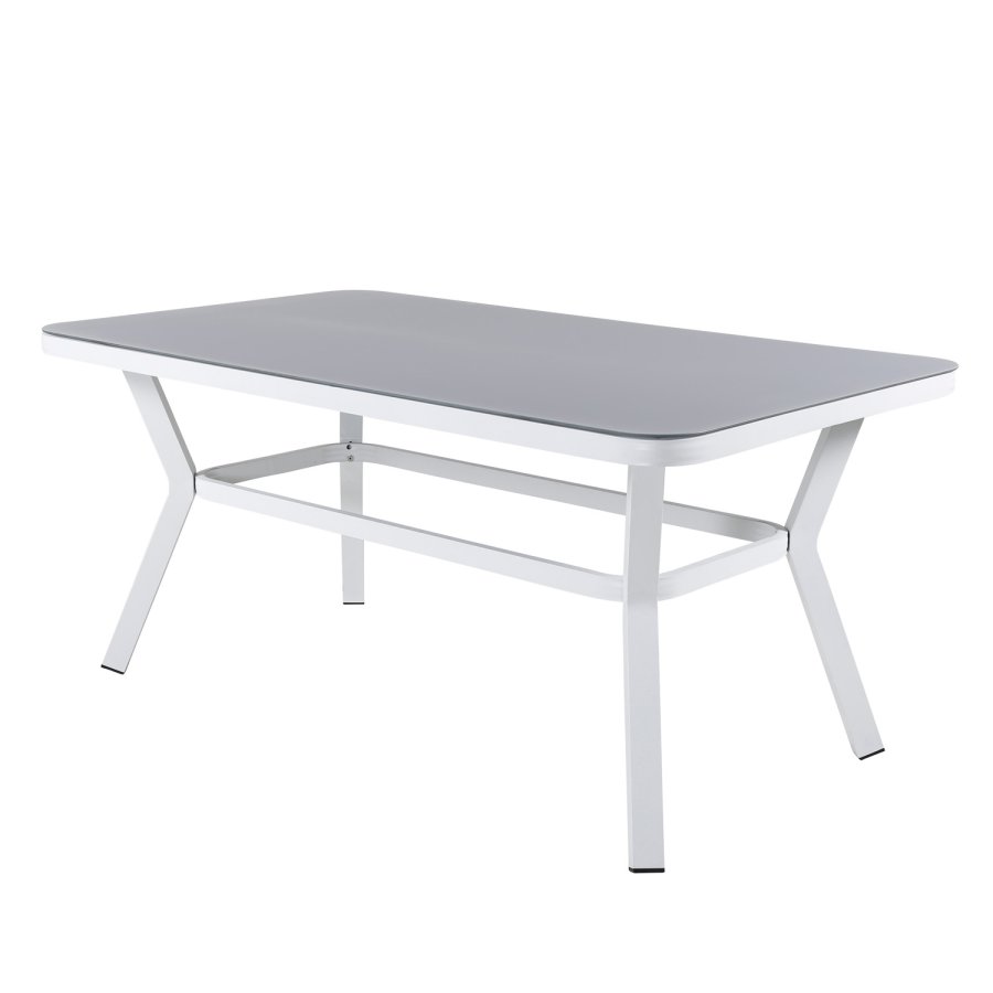 VENTURE DESIGN Virya havebord - gr glas og hvid aluminium (160x90)
