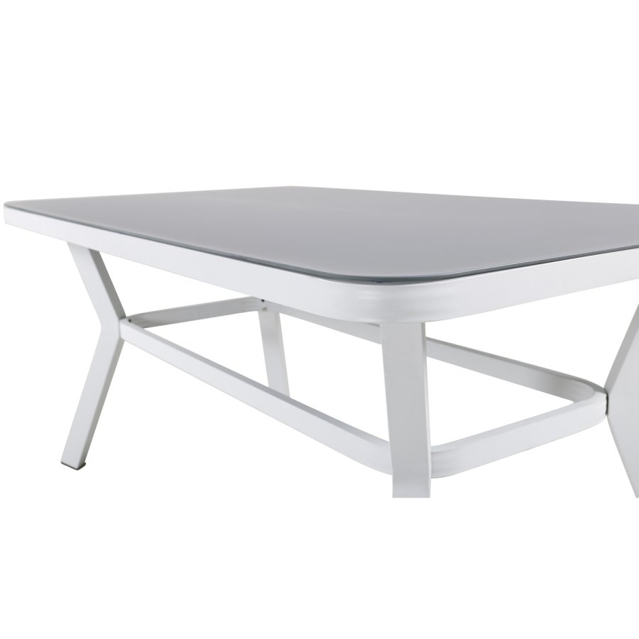 VENTURE DESIGN Virya havebord - gr glas og hvid aluminium (160x90)