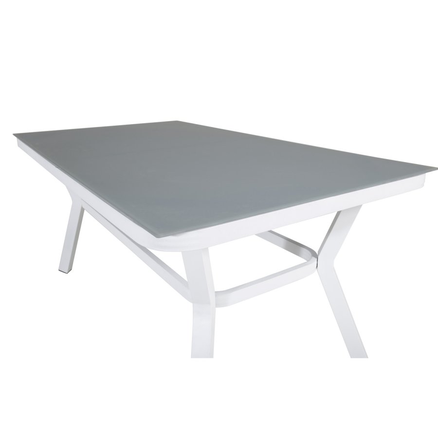 VENTURE DESIGN Virya havebord - gr glas og hvid aluminium (160x90)