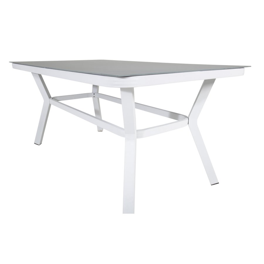 VENTURE DESIGN Virya havebord - gr glas og hvid aluminium (160x90)