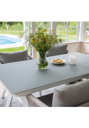 VENTURE DESIGN Virya havebord - gr glas og hvid aluminium (160x90)