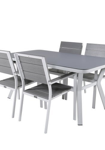 VENTURE DESIGN Virya havebord - gr glas og hvid aluminium (160x90)