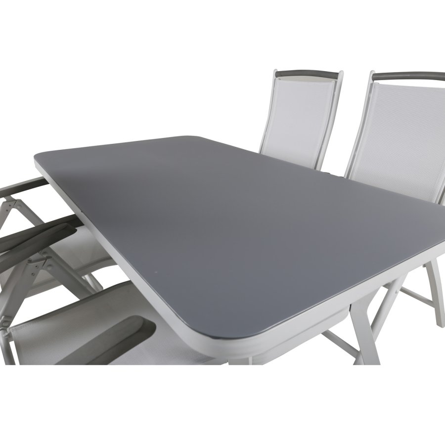 VENTURE DESIGN Virya havebord - gr glas og hvid aluminium (160x90)