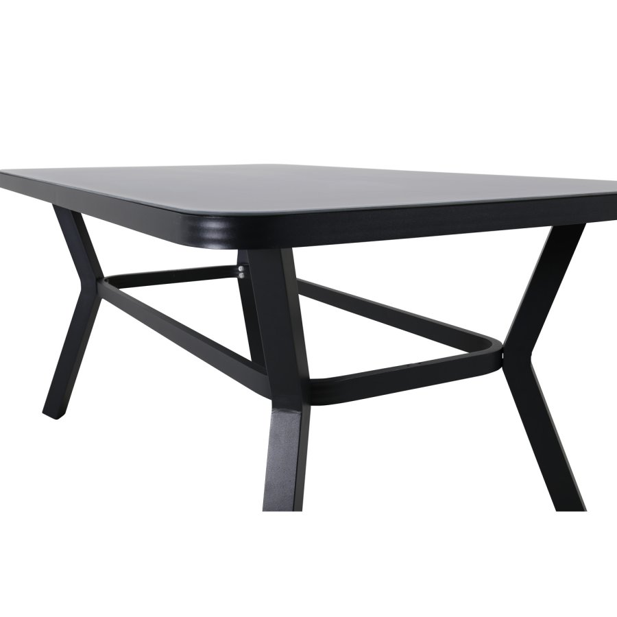 VENTURE DESIGN Virya havebord - gr glas og sort aluminium (160x90)