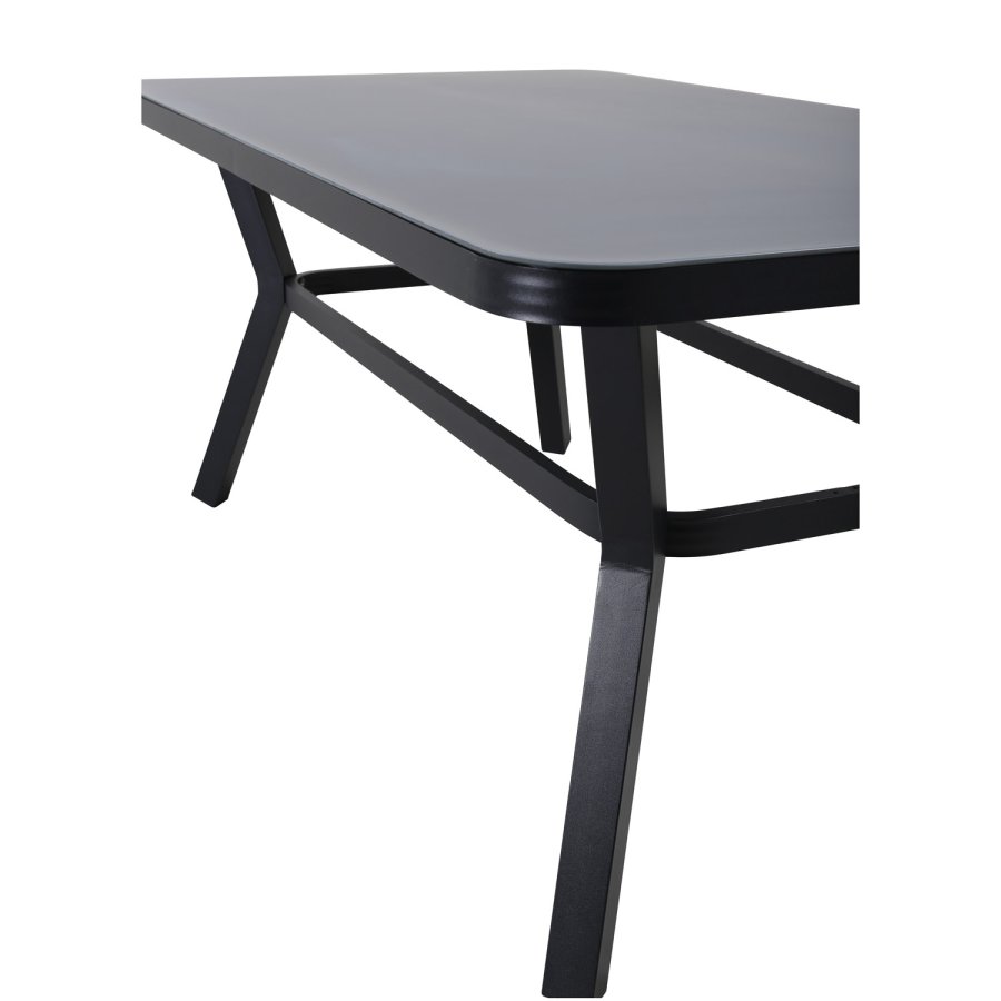 VENTURE DESIGN Virya havebord - gr glas og sort aluminium (160x90)