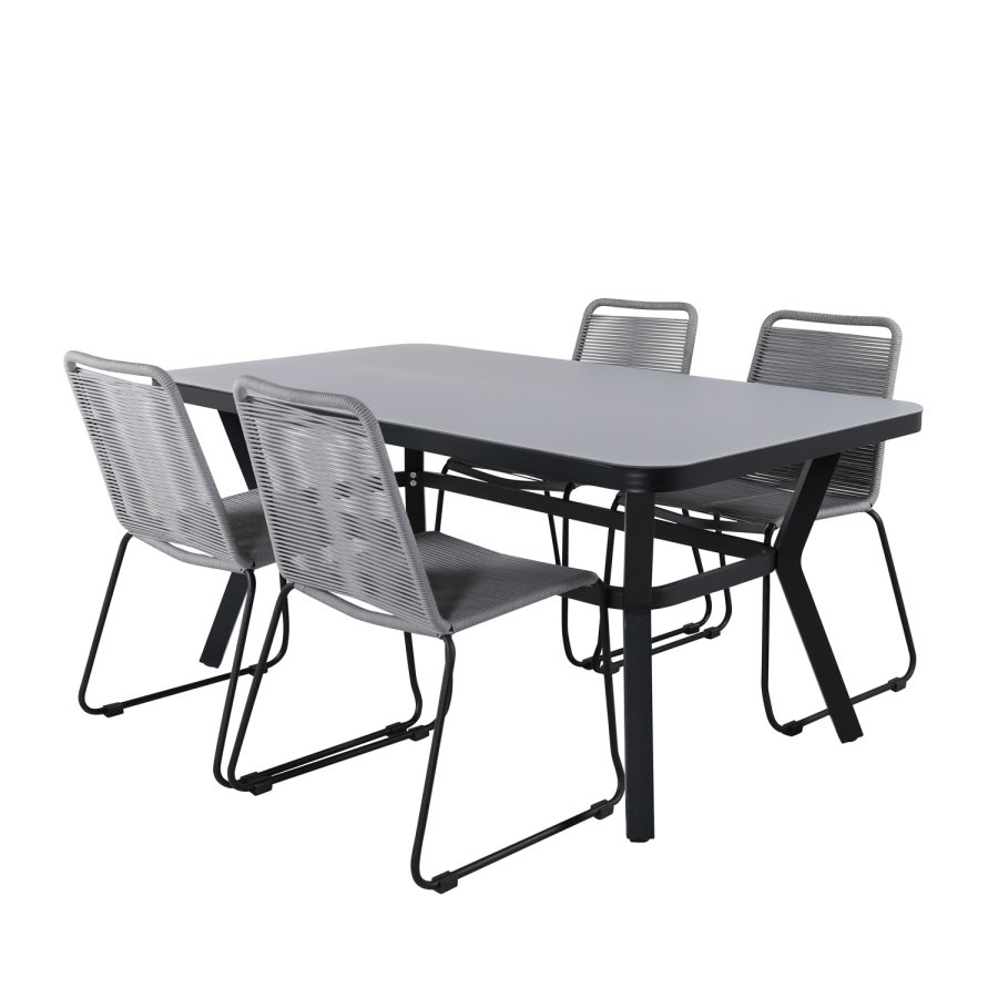 VENTURE DESIGN Virya havebord - gr glas og sort aluminium (160x90)