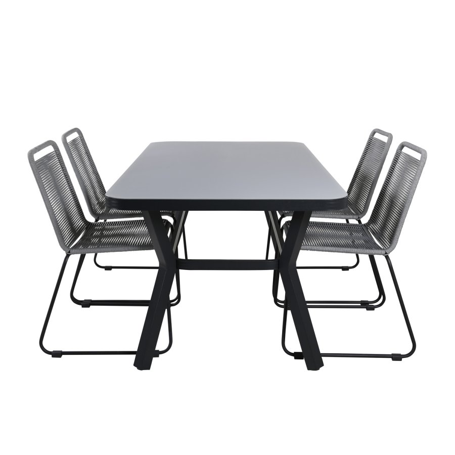 VENTURE DESIGN Virya havebord - gr glas og sort aluminium (160x90)
