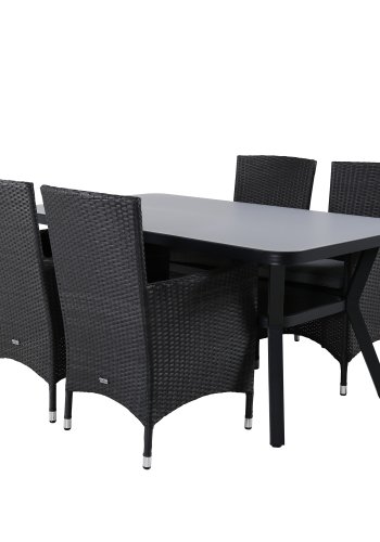 VENTURE DESIGN Virya havebord - gr glas og sort aluminium (160x90)