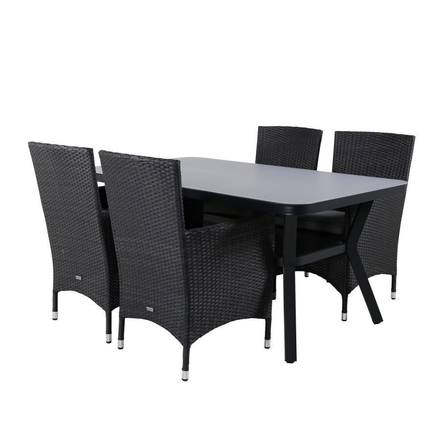 VENTURE DESIGN Virya havebord - gr glas og sort aluminium (160x90)