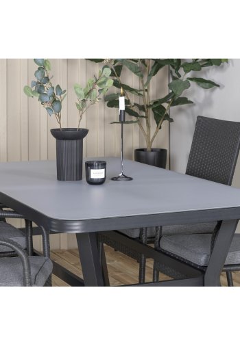 VENTURE DESIGN Virya havebord - gr glas og sort aluminium (160x90)