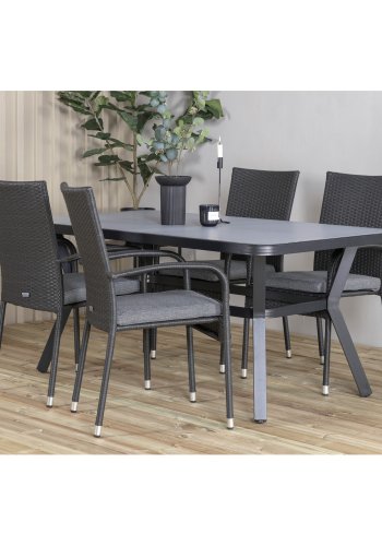 VENTURE DESIGN Virya havebord - gr glas og sort aluminium (160x90)