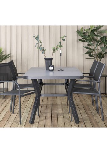 VENTURE DESIGN Virya havebord - gr glas og sort aluminium (160x90)