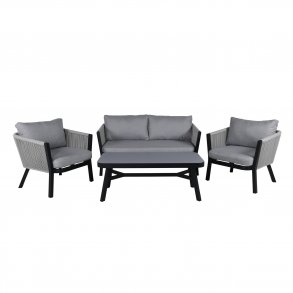 VENTURE DESIGN Virya loungest (3+2+1) - gr hynder, glas, gr reb og sort aluminium