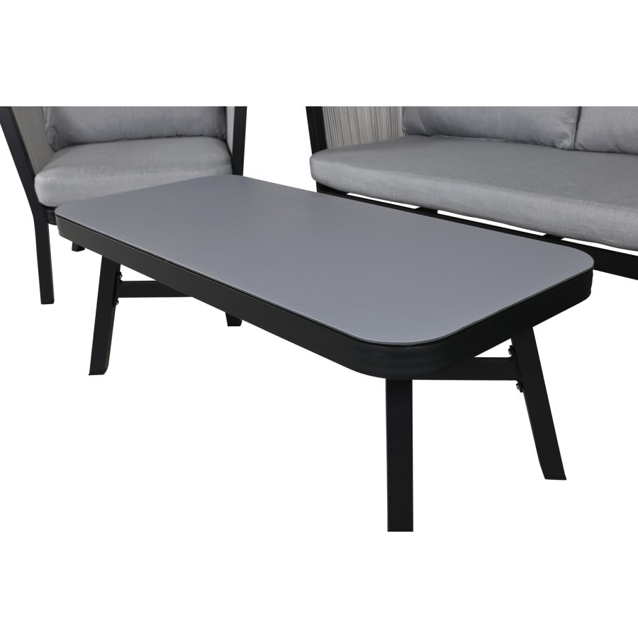VENTURE DESIGN Virya loungest (3+2+1) - gr hynder, glas, gr reb og sort aluminium