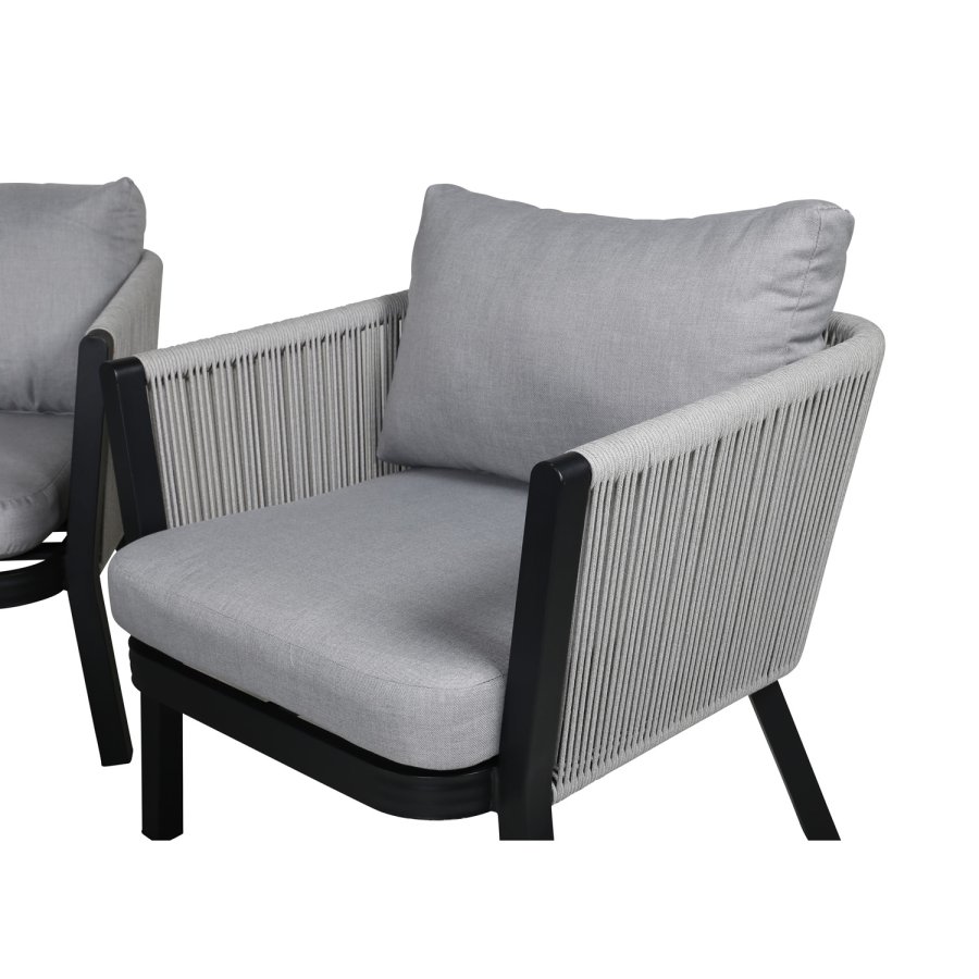 VENTURE DESIGN Virya loungest (3+2+1) - gr hynder, glas, gr reb og sort aluminium