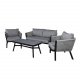 VENTURE DESIGN Virya loungest (3+2+1) - gr hynder, glas, gr reb og sort aluminium