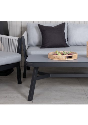 VENTURE DESIGN Virya loungest (3+2+1) - gr hynder, glas, gr reb og sort aluminium