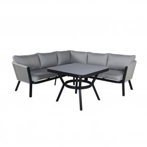 VENTURE DESIGN Virya hjrnesofa st - gr hynder, glas, gr reb og sort aluminium