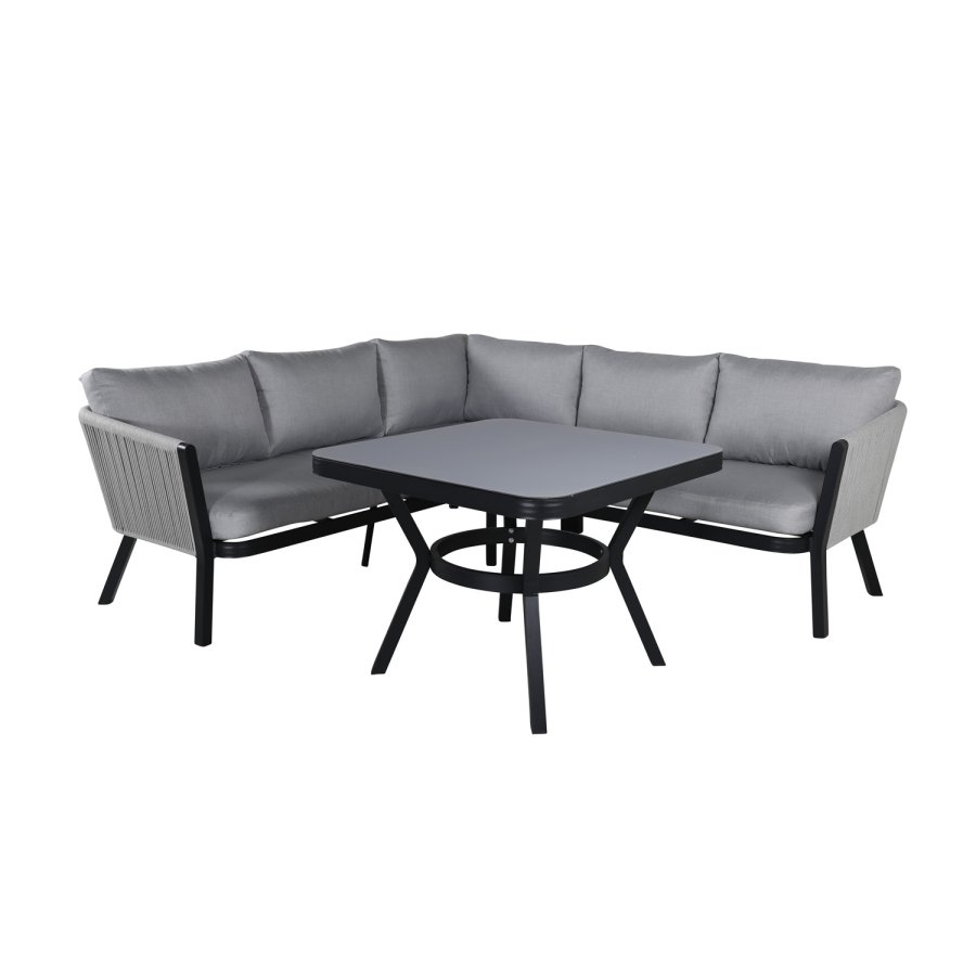 VENTURE DESIGN Virya hjrnesofa st - gr hynder, glas, gr reb og sort aluminium