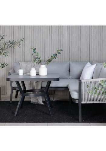 VENTURE DESIGN Virya hjrnesofa st - gr hynder, glas, gr reb og sort aluminium