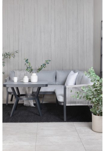 VENTURE DESIGN Virya hjrnesofa st - gr hynder, glas, gr reb og sort aluminium