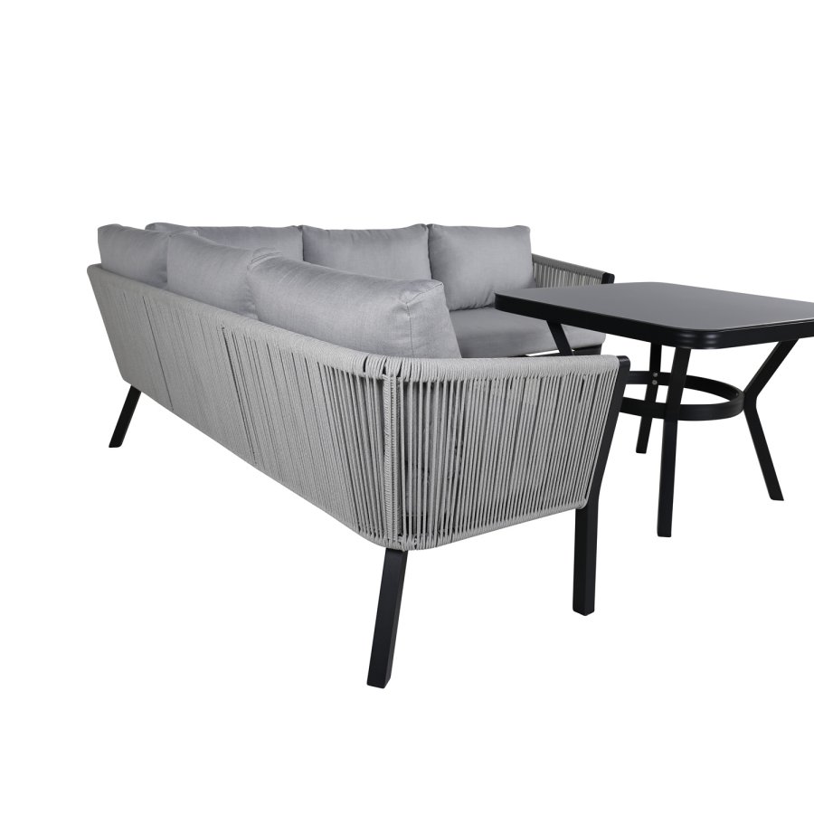 VENTURE DESIGN Virya hjrnesofa st - gr hynder, glas, gr reb og sort aluminium