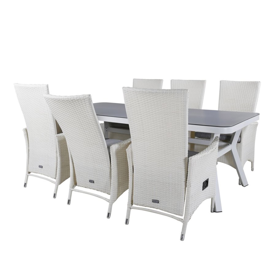 VENTURE DESIGN Padova - Recliner - White Wicker/grey cushion