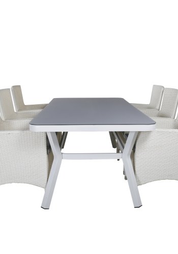 VENTURE DESIGN Malin havestol, m. armln og gr hynde - hvid polyrattan