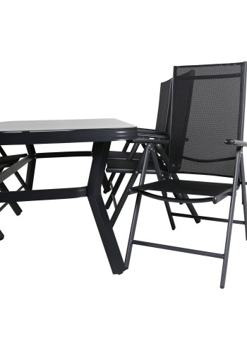 VENTURE DESIGN Virya havebord - gr glas og sort aluminium (200x100)