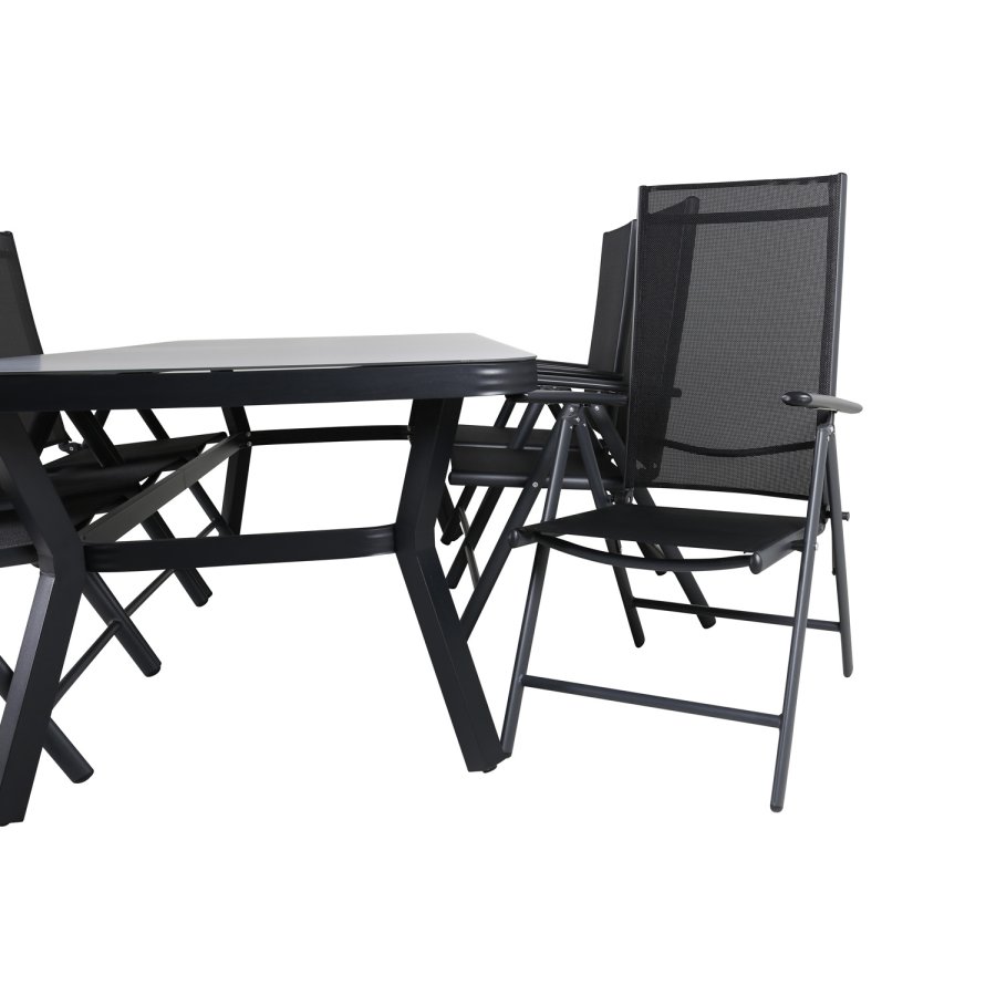 VENTURE DESIGN Virya havebord - gr glas og sort aluminium (200x100)