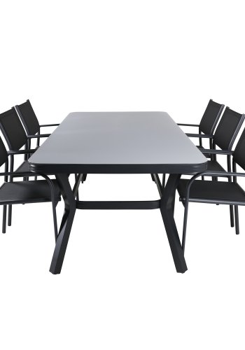 VENTURE DESIGN Virya havebord - gr glas og sort aluminium (200x100)