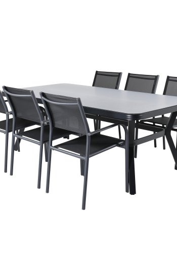 VENTURE DESIGN Virya havebord - gr glas og sort aluminium (200x100)