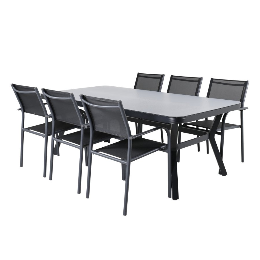 VENTURE DESIGN Virya havebord - gr glas og sort aluminium (200x100)