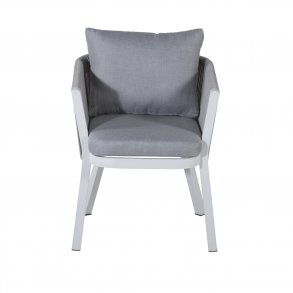 VENTURE DESIGN Virya havestol, m. armln og hynder - gr stof, gr reb, hvid aluminium