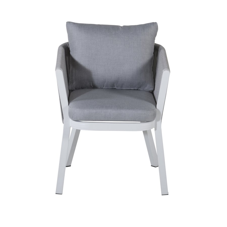 VENTURE DESIGN Virya havestol, m. armln og hynder - gr stof, gr reb, hvid aluminium