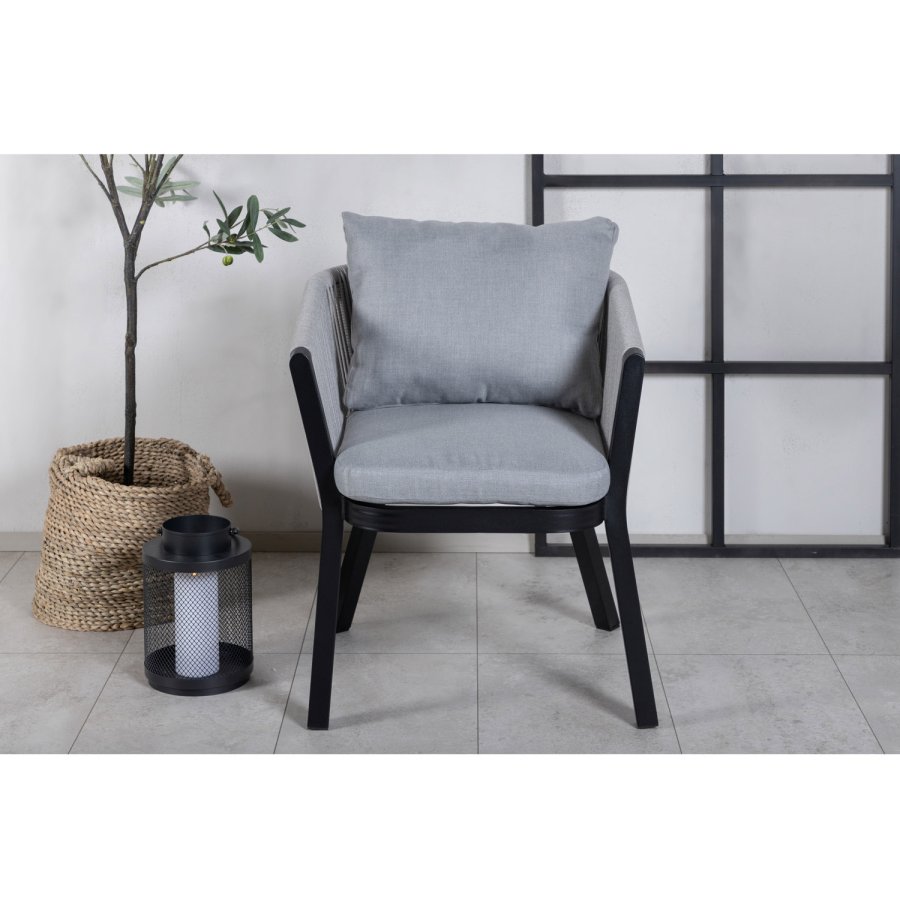 VENTURE DESIGN Virya havestol, m. armln og hynder - gr stof, gr reb, sort aluminium