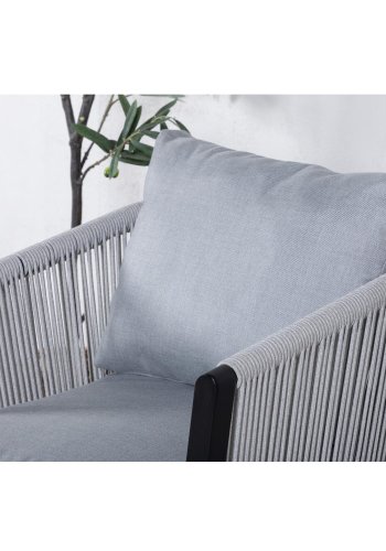 VENTURE DESIGN Virya havestol, m. armln og hynder - gr stof, gr reb, sort aluminium